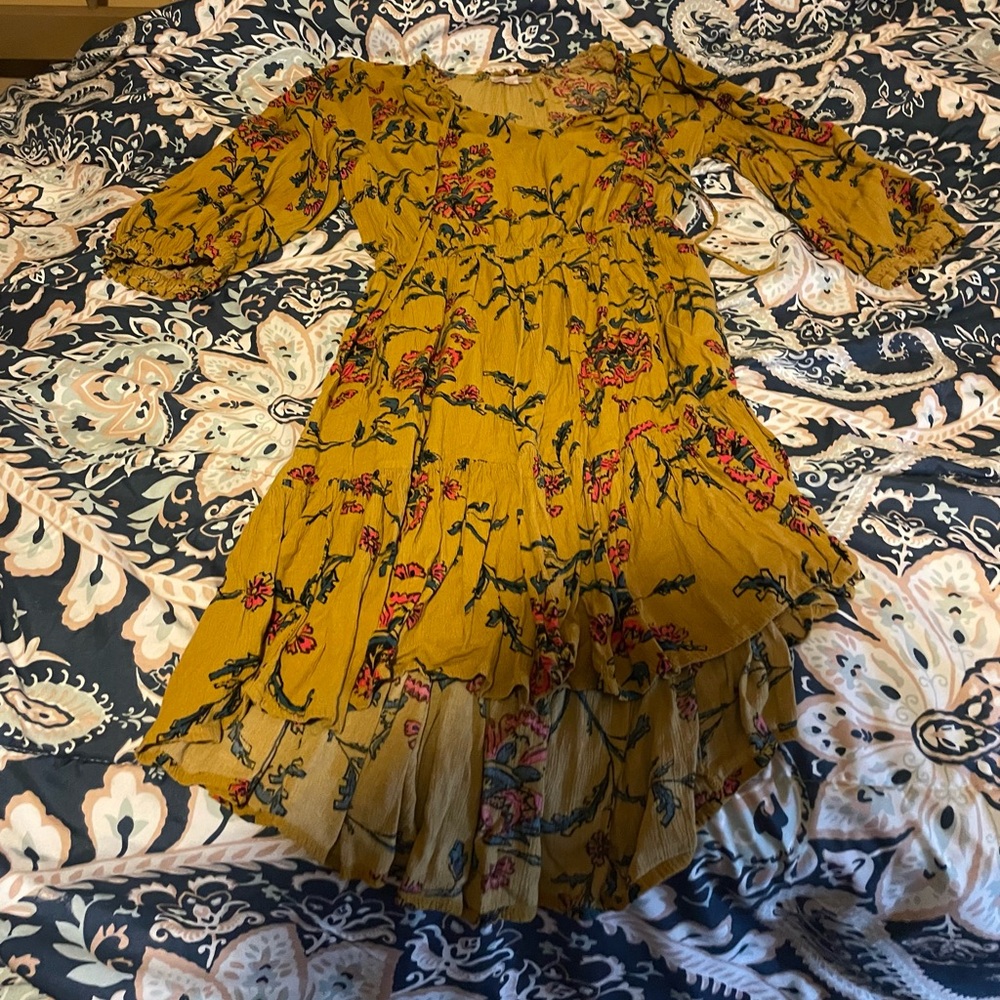 Floral Mustard Yellow Dress